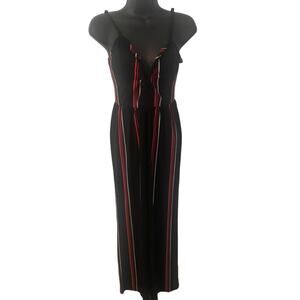 Express Black and Red Striped Jumpsuit